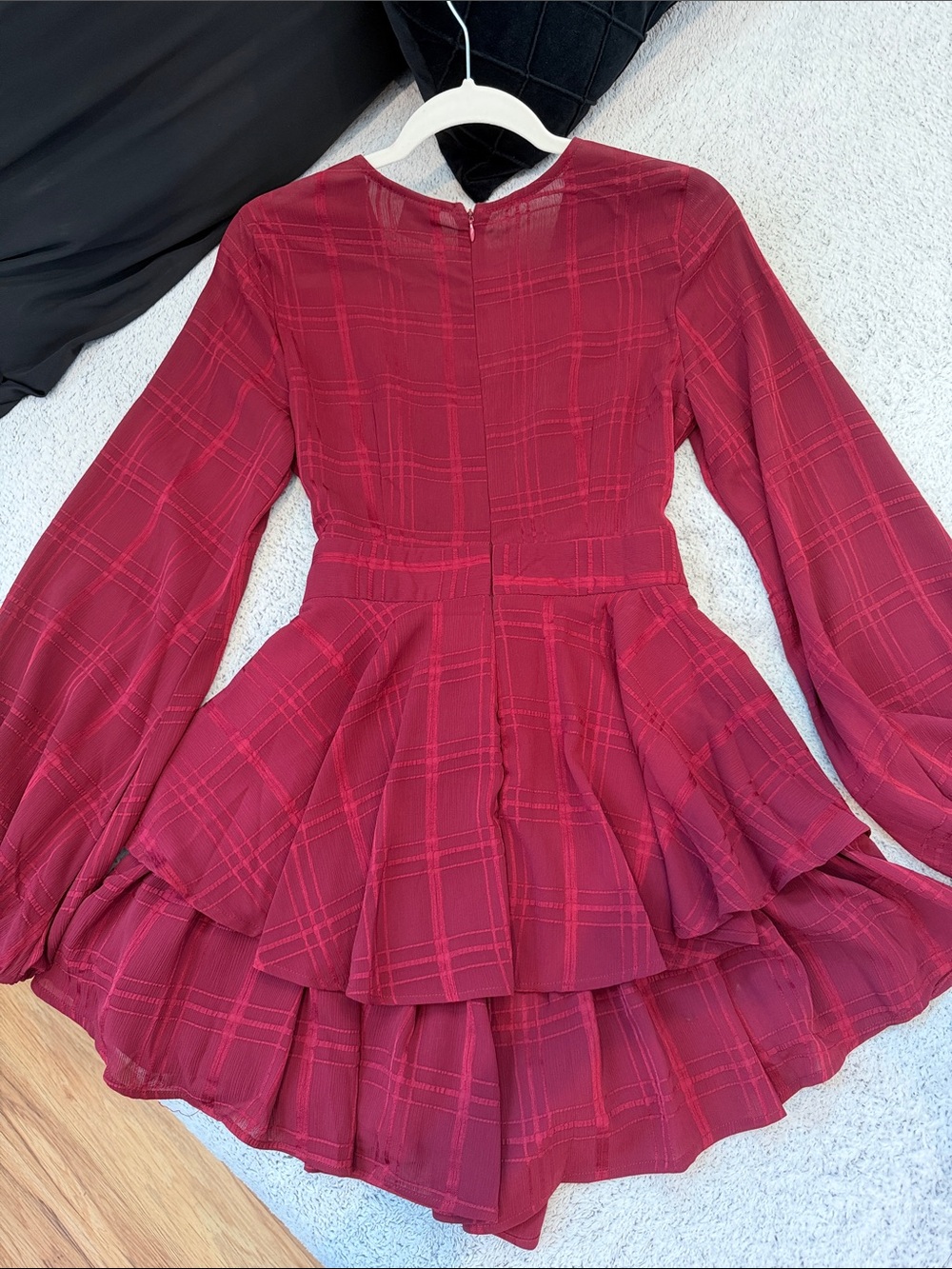 Selfie Leslie Burgundy Long Sleeve Romper - Picture 3 of 4
